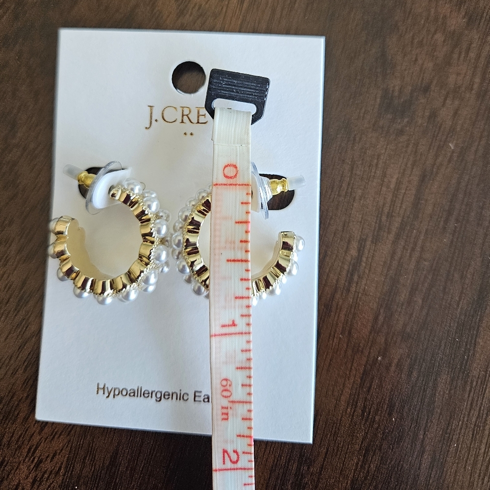 J.Crew Double pearl hoop earrings, white/ gold - Picture 5 of 5